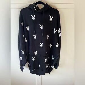 Playboy x Missguided Tall‎ NWT Women’s Black All Over Logo Hoodie Dress Size 10